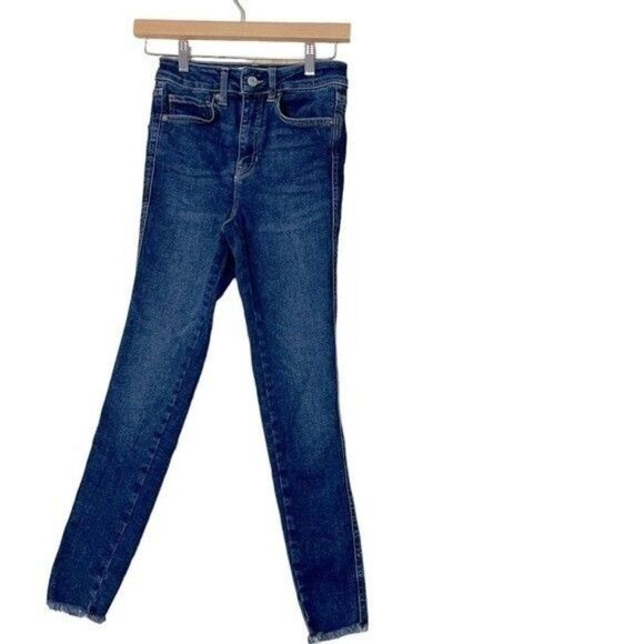 Free People Womens 26 Jeans Skinny Frayed Hem We The Free Krissy Blue - Picture 1 of 9